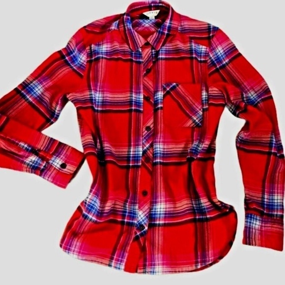 Orvis Ladies Stretch Flannel Shirt, Laurie Plaid, Sz S Red Multicolor #225M - Picture 4 of 7